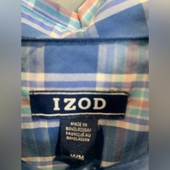 Izod Blue and White Casual Button Down Shirt - Picture 3 of 3